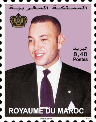 Nouveaux timbres-poste de la série courante à l'effigie de S.M. le Roi MOHAMMED VI avec nouvelles valeurs faciales portant le millésime '2011'