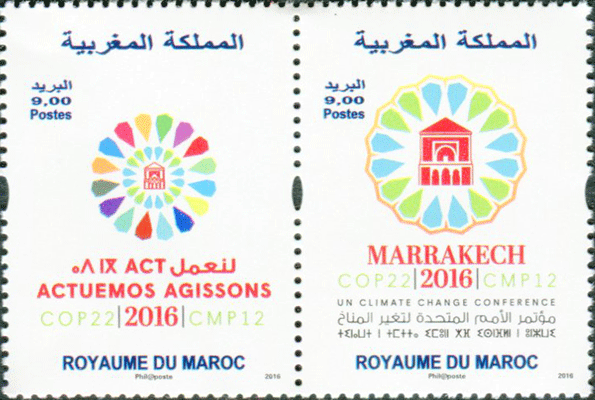 Barid Al-Maghrib a lancé en partenariat avec le comité d’organisation de la COP 22, une émission spéciale de deux timbres-poste en vue de sensibiliser à l’importance de la sauvegarde de l’environnement