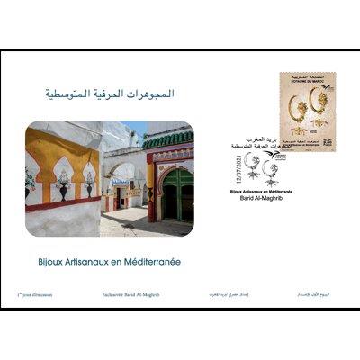 Le 12/07/2021 Barid AL Maghrib a lancé une émission spéciale enveloppe 1er jour intitulée<br><b> « Bijoux Artisanaux en Méditerranée »</b> <br>